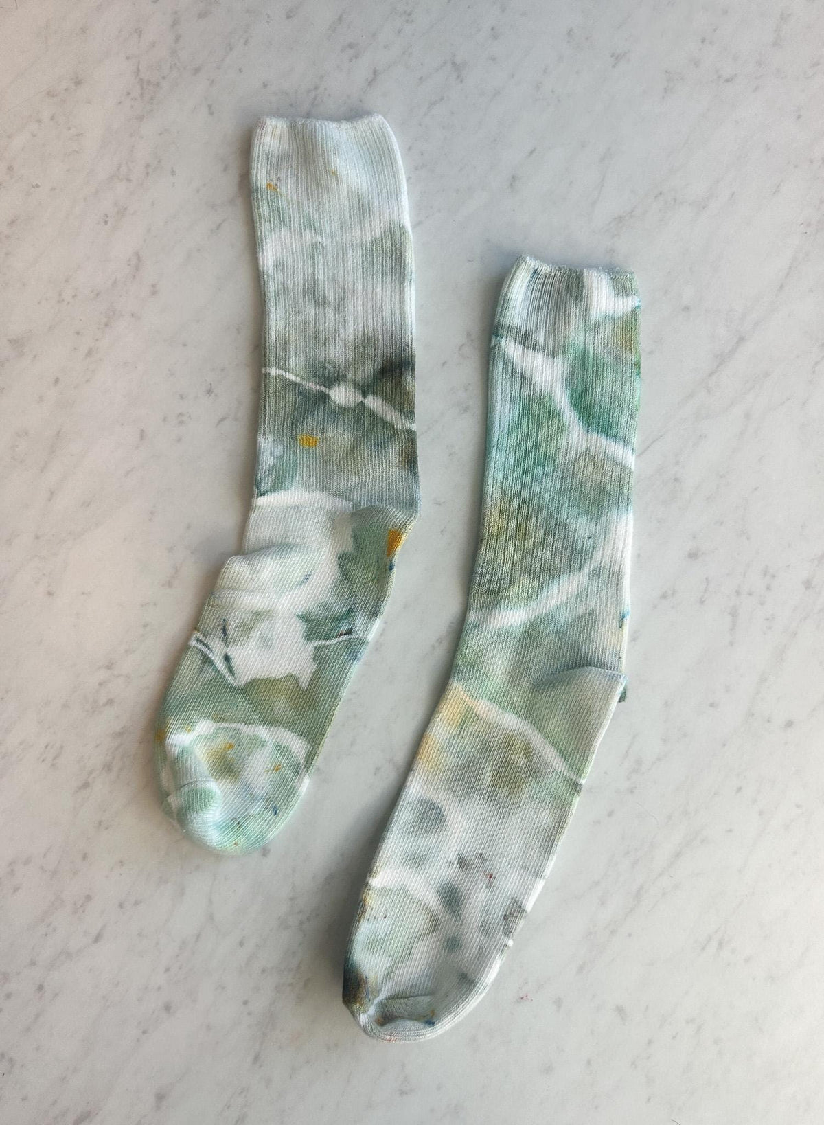 Seafoam and Sage Tie Dye Socks – Rayon Bamboo Ice Dyed, Women’s Size 9-11