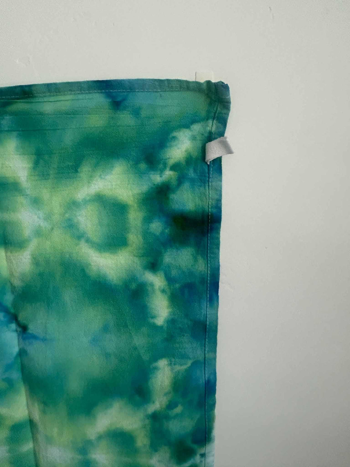 Hand Dyed Tea Towel, Ice Dye Kitchen Towel, Green Blue Tie Dye Towel, One of a Kind Boho Dish Towel, Rainforest Cotton Hand Towel Gift