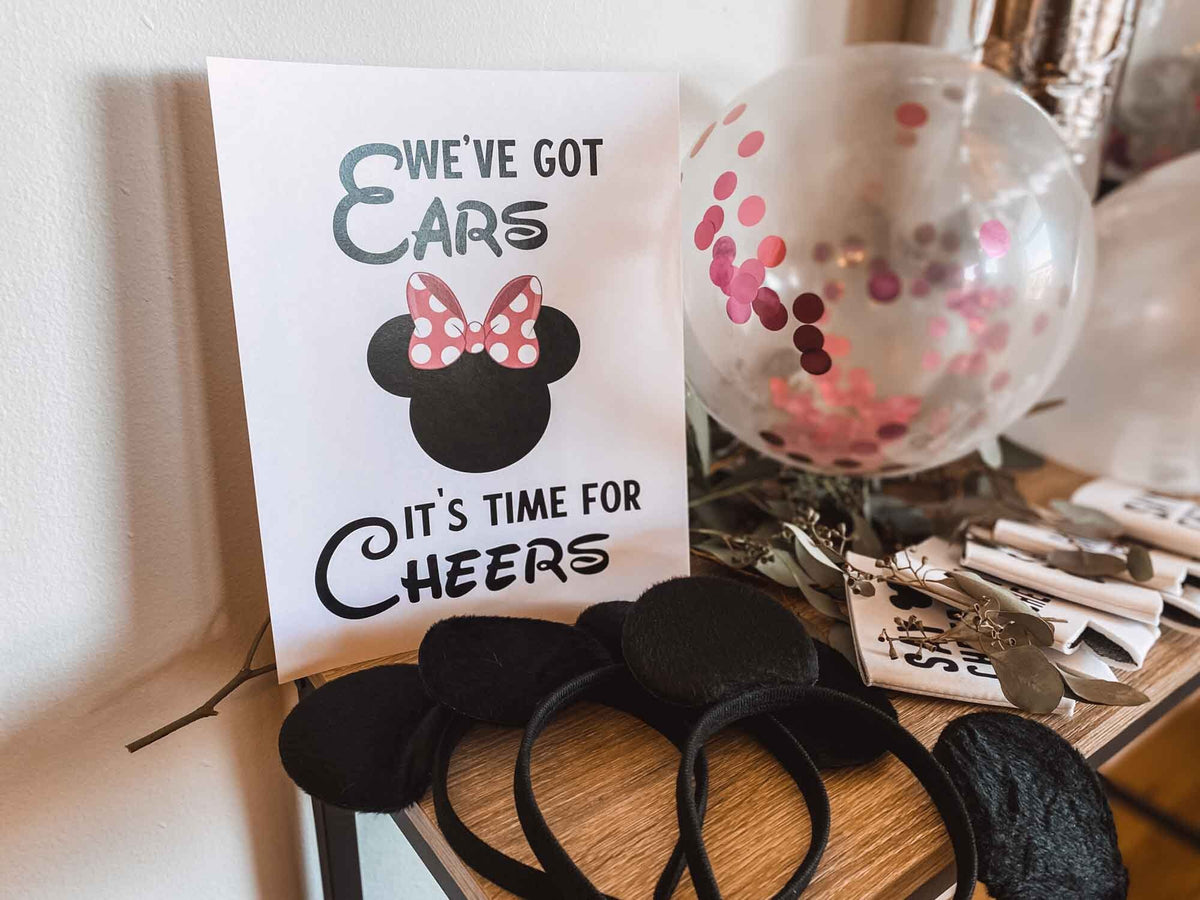 Minnie Mouse Party Printables - Welcome Sign, Hot Dog Bar, Party Favors, Mickey Ears Silhouette - Instant Download