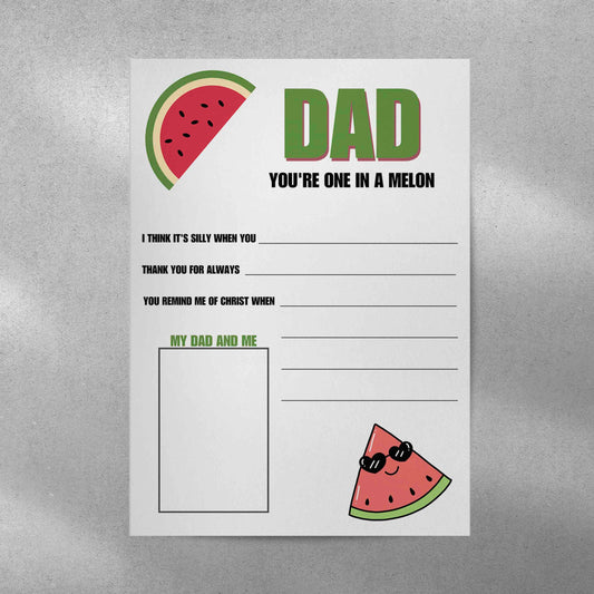 Christian Father’s Day Questionnaire - LDS Primary Printable - Jesus Inspired Activity Page - One in a Melon