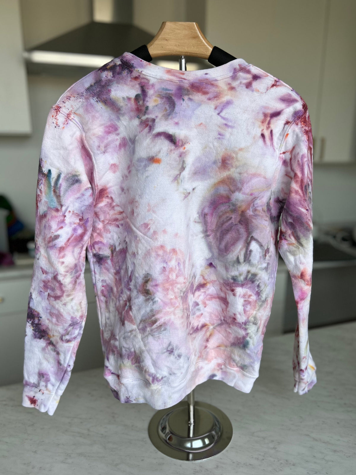 Youth XL Pullover Sweater - Maroon and Burgandy Flow Tie Dye