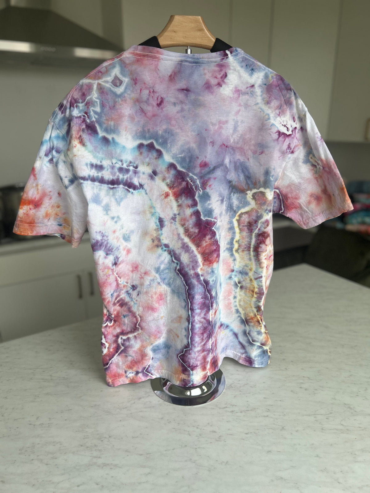Adult Large Hand Dyed Tie Dye T-Shirt – Spring Geode Pattern, Gildan Softstyle, 100% Cotton
