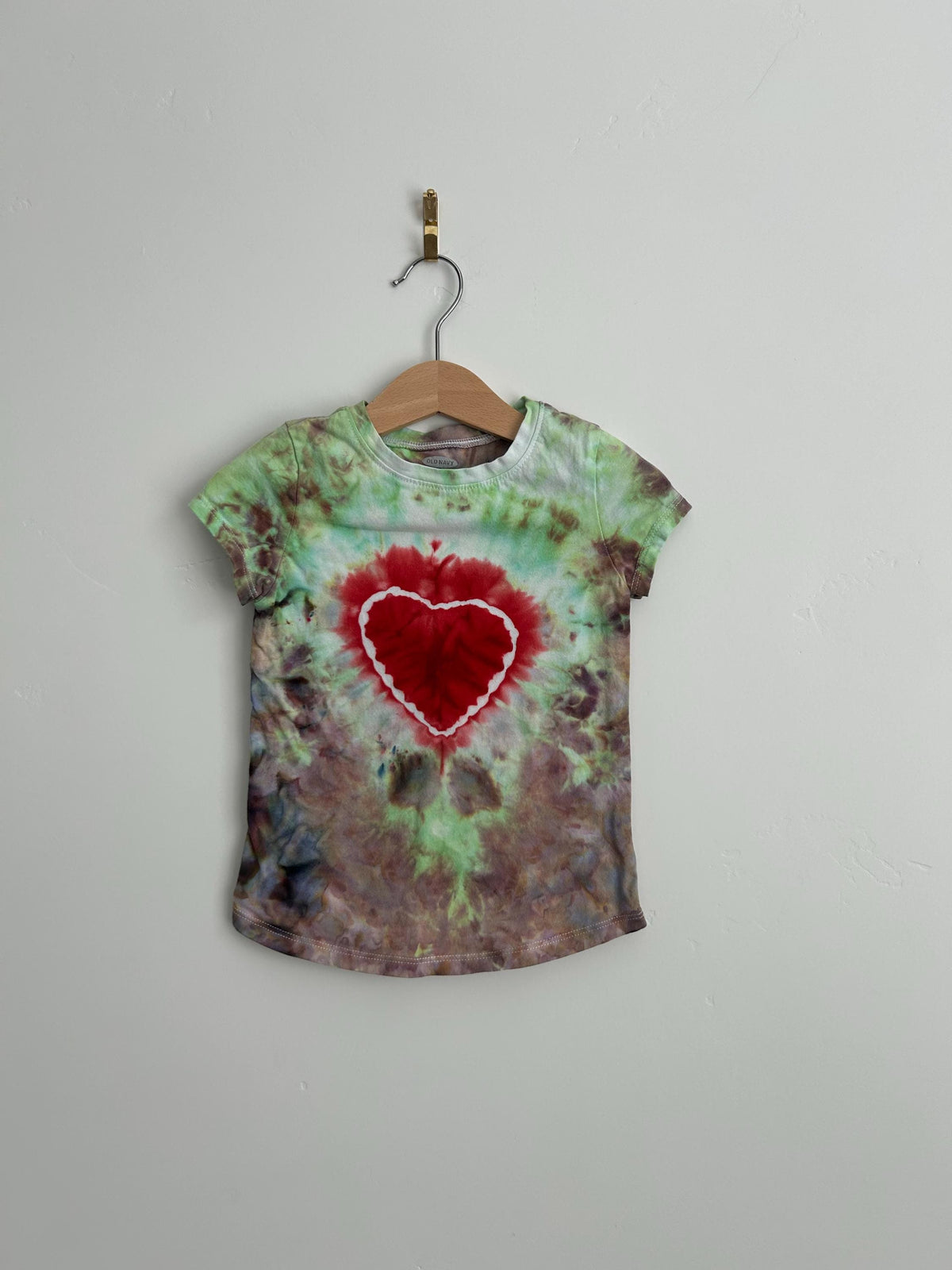 Toddler Heart Tie Dye Shirt - Red, Purple & Green Hand Dyed Tee