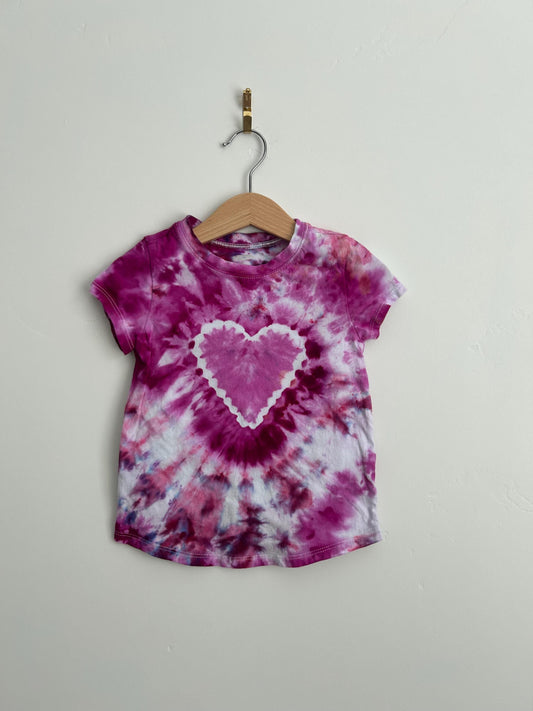 Toddler 3T Pink Heart Tie Dye Shirt - Hand Dyed Old Navy Tee