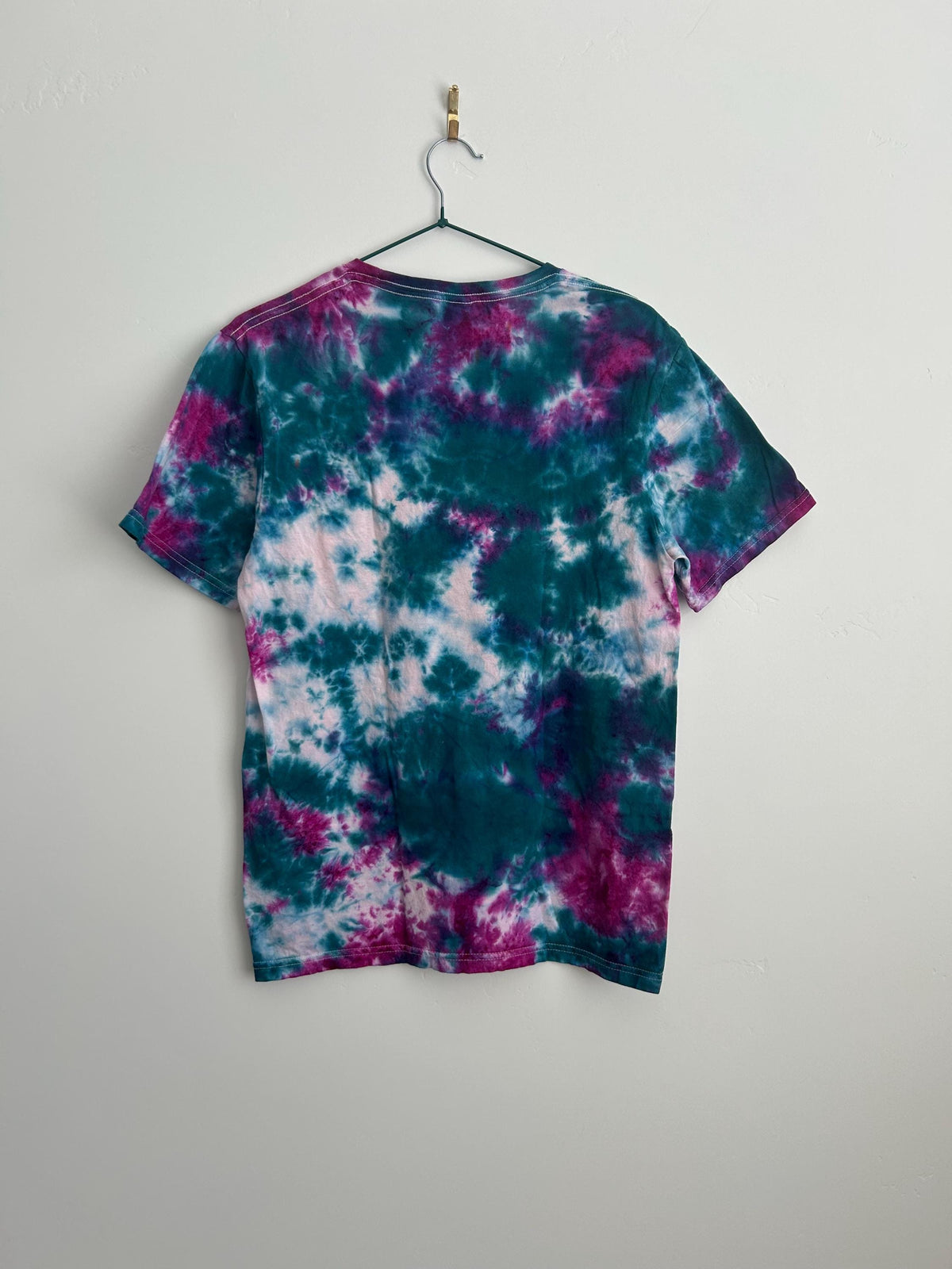 Adult Small Purple Teal & Red Heart Tie Dye Shirt - Hand Dyed Cotton