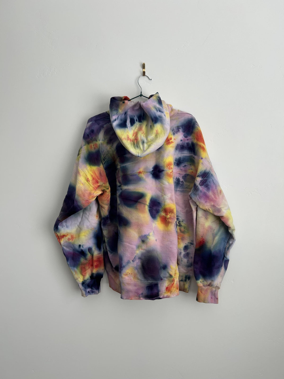 Adult L Hoodie - Purple Tangerine Fan Fold Hand Dyed Tie Dye