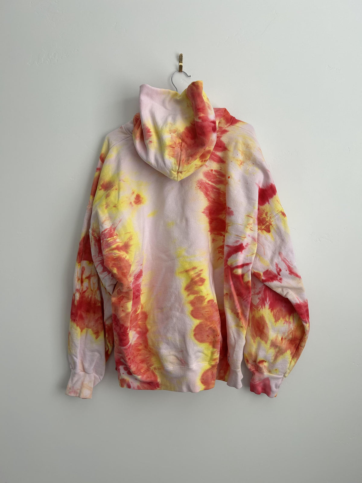 Adult 2X Hoodie - Yellow, Pink and White Hand-Dyed Tie Dye