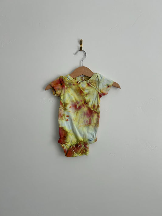 3-6 Month Hand Dyed Baby Onesie - Phoenix Flame Tie Dye
