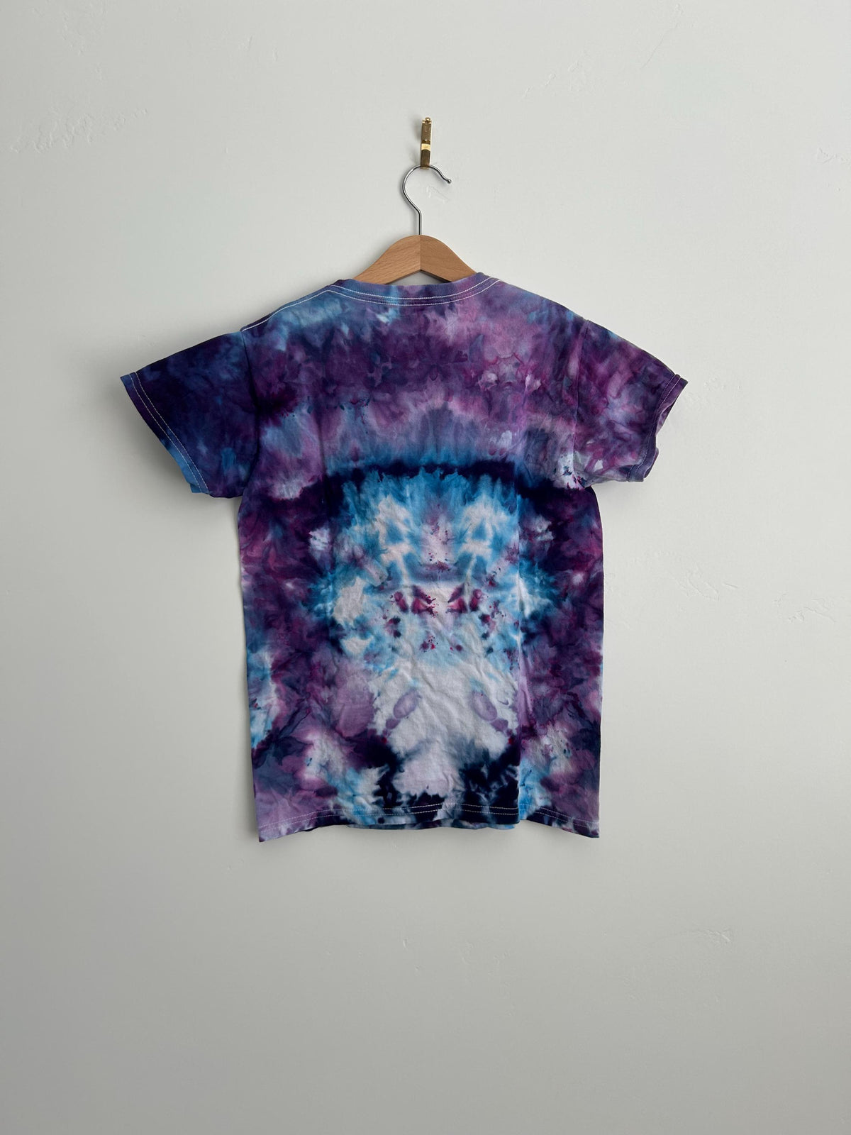 Youth Medium Heart Tie Dye Shirt - Blue & Purple Hand Dyed Unisex Tee
