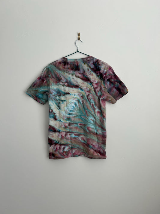 Adult Small Blue & Purple Gravity Tie Dye Shirt - Hand Dyed Gildan Softstyle Tee