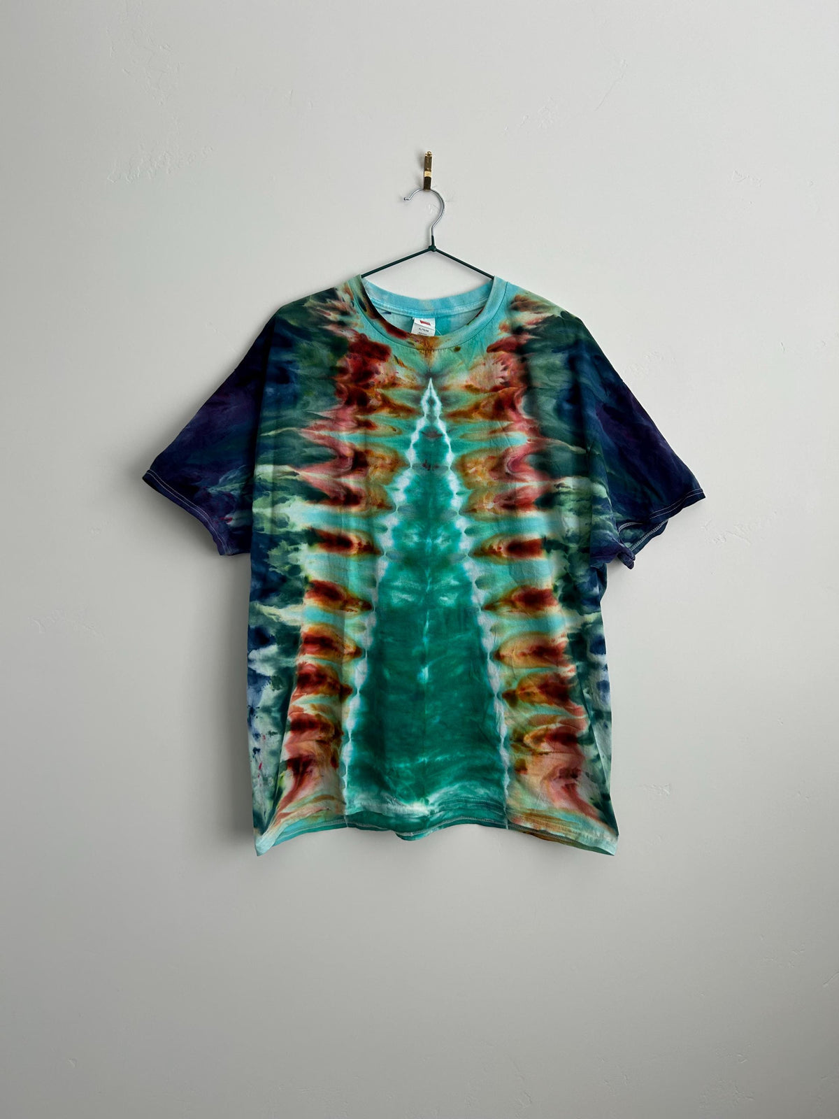 Adult XL Hand Dyed Tie Dye Shirt – Rainbow Christmas Tree Design, Festive Holiday Unisex Tee