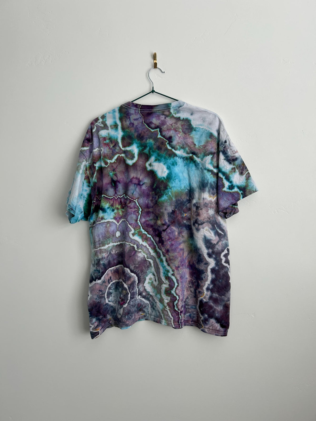Purple & Teal Geode Tie Dye Shirt – Adult XL Hand Dyed T-Shirt, Ice Dye Cotton Tee