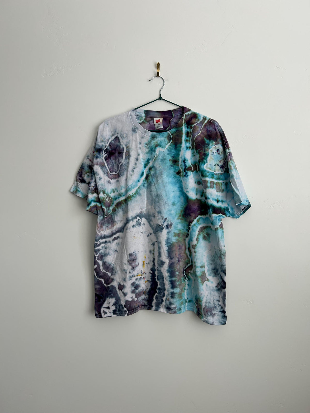 Purple & Teal Geode Tie Dye Shirt – Adult XL Hand Dyed T-Shirt, Ice Dye Cotton Tee