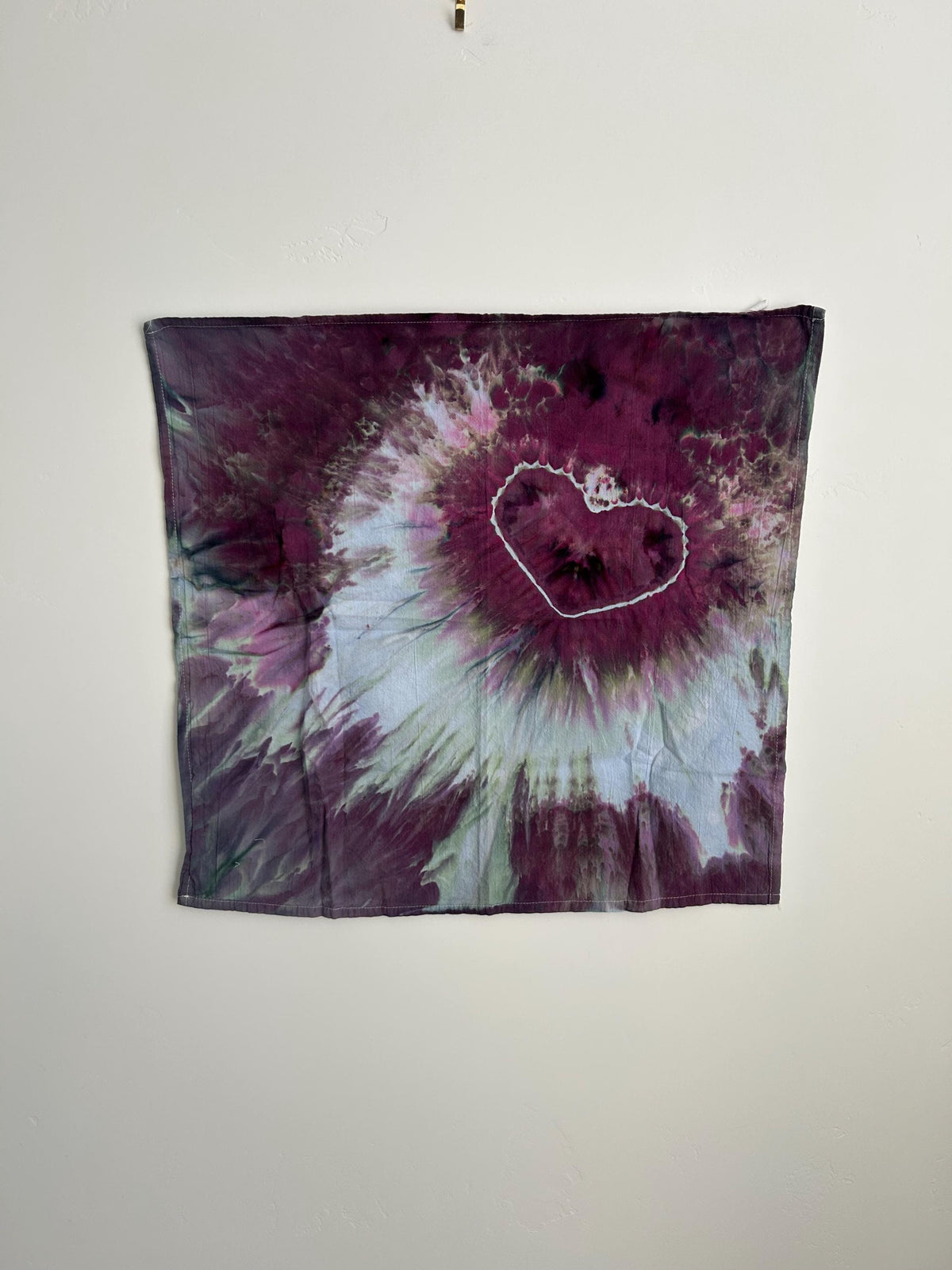 Dark Purple Heart Ice Dyed Tea Towel – Hand Dyed 100% Cotton 28"x28" Flour Sack Towel