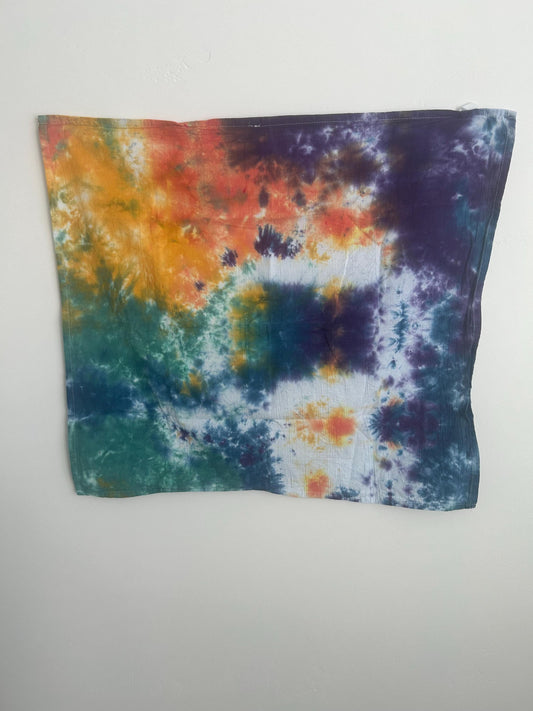 Hand Dyed Tea Towel - Rainbow Flow Ice Dye