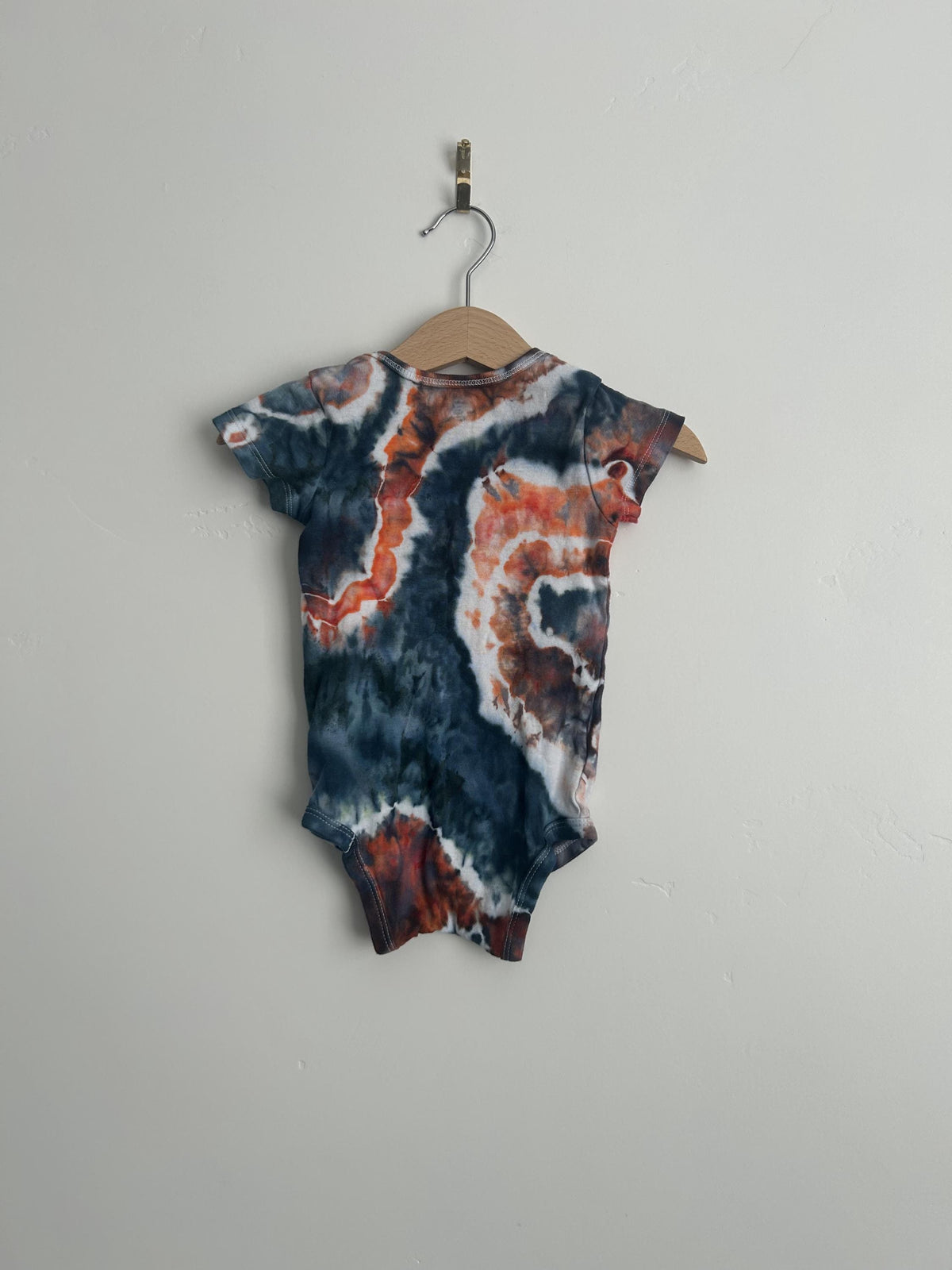 12M Hand Dyed Baby Onesie - Peach & Teal Geode Tie Dye Bodysuit, Gerber Cotton