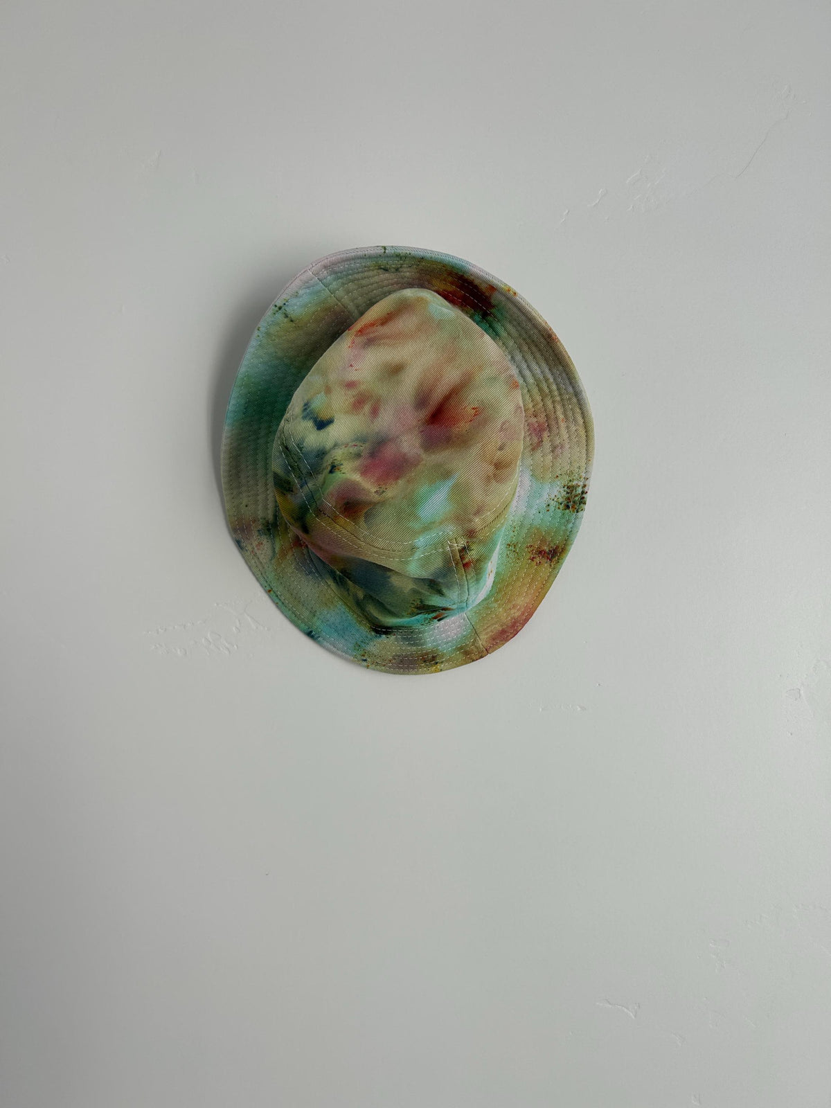 Youth Tie Dye Bucket Hat – Hand Dyed Green & Yellow, 100% Cotton, Small Adult Fit