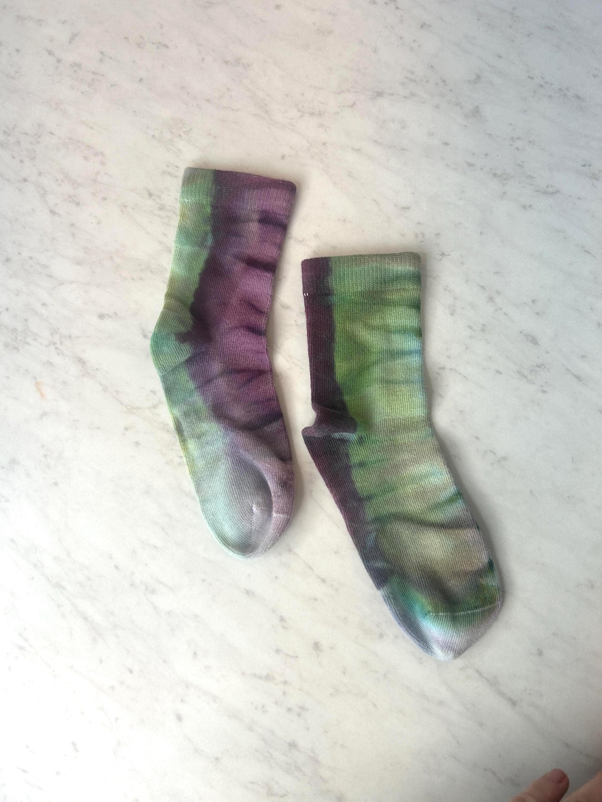 Purple & Teal Tie Dye Kids Socks – Soft Cotton Crew, Seamless Toe, One of a Kind