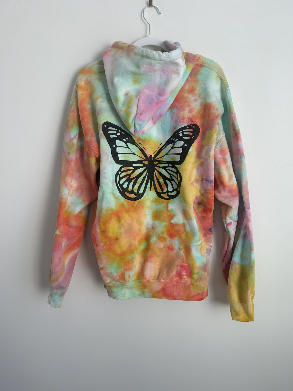 Butterfly Tie Dye Hoodie – Rainbow Ice Dye Sweatshirt – Gildan Unisex Pullover (60/40 Blend)