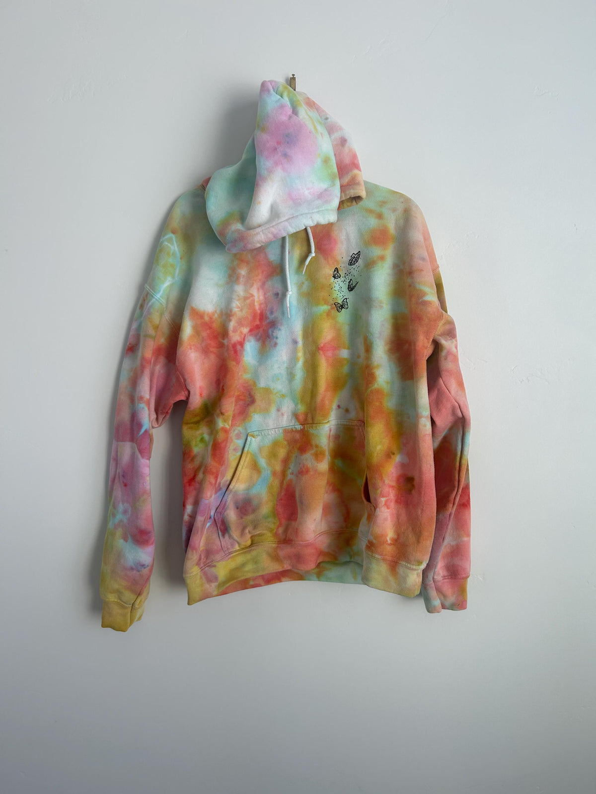 Butterfly Tie Dye Hoodie – Rainbow Ice Dye Sweatshirt – Gildan Unisex Pullover (60/40 Blend)