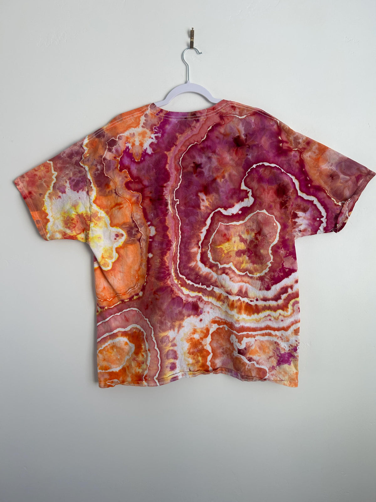 Size 2X Handmade Geode Tie Dye Shirt – Unisex – Orange & Magenta Ice Dye Tee