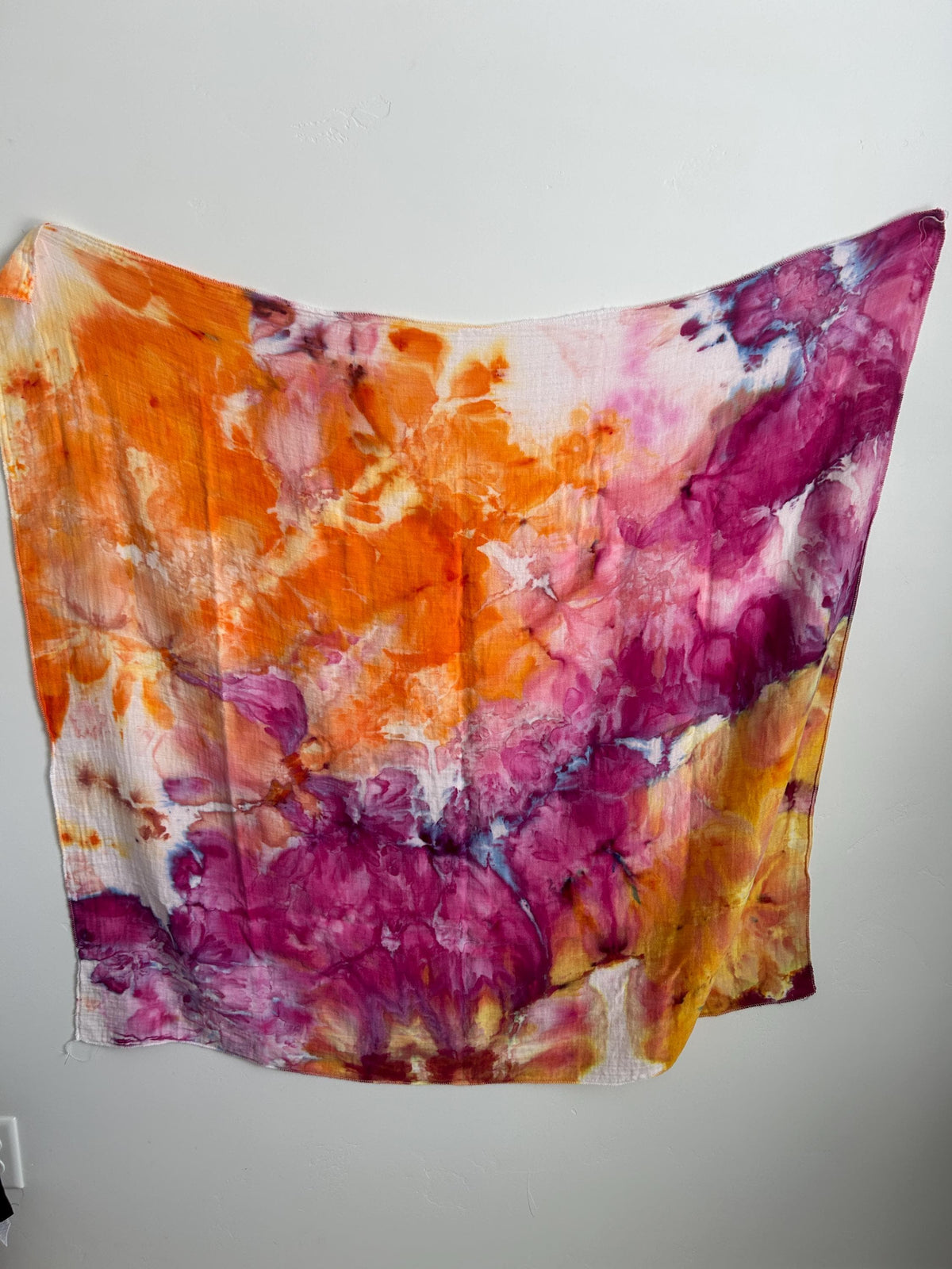 Sunset Bloom Bamboo Swaddle – 47"x47" | Hand Dyed One-of-a-Kind Baby Blanket