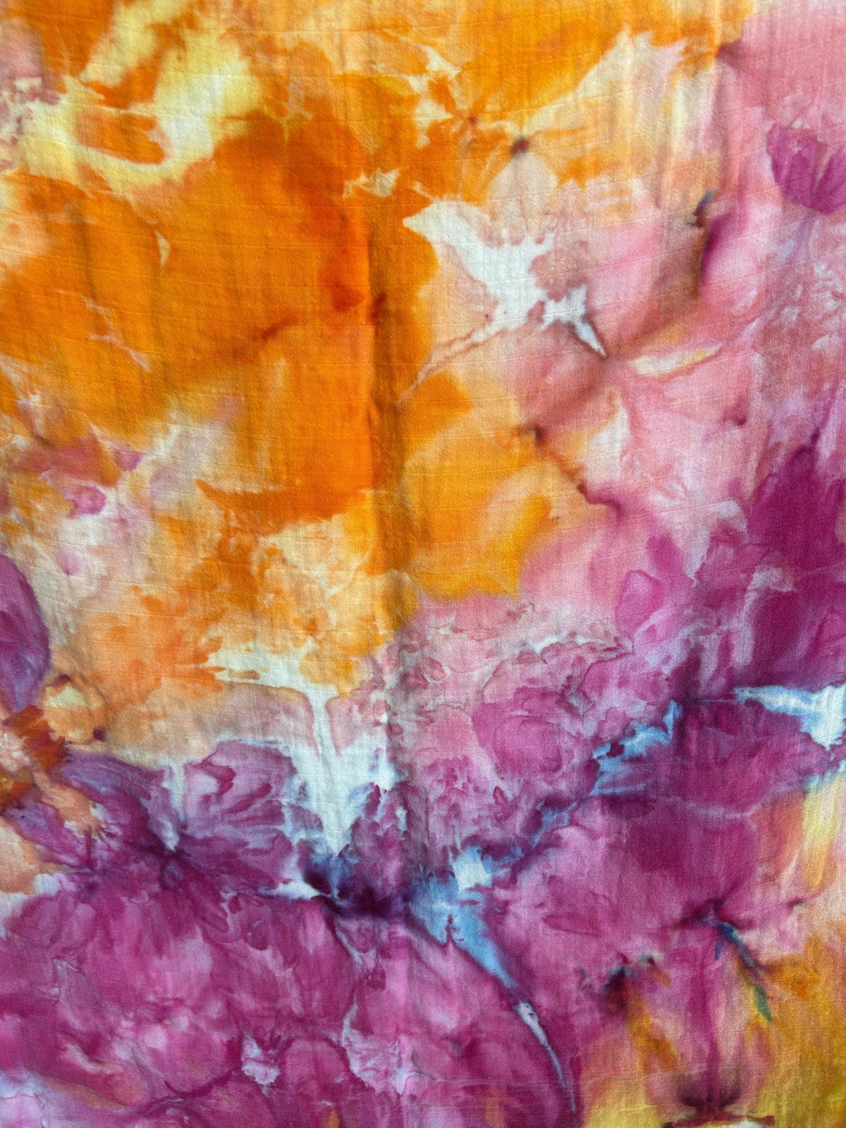 Sunset Bloom Bamboo Swaddle – 47"x47" | Hand Dyed One-of-a-Kind Baby Blanket