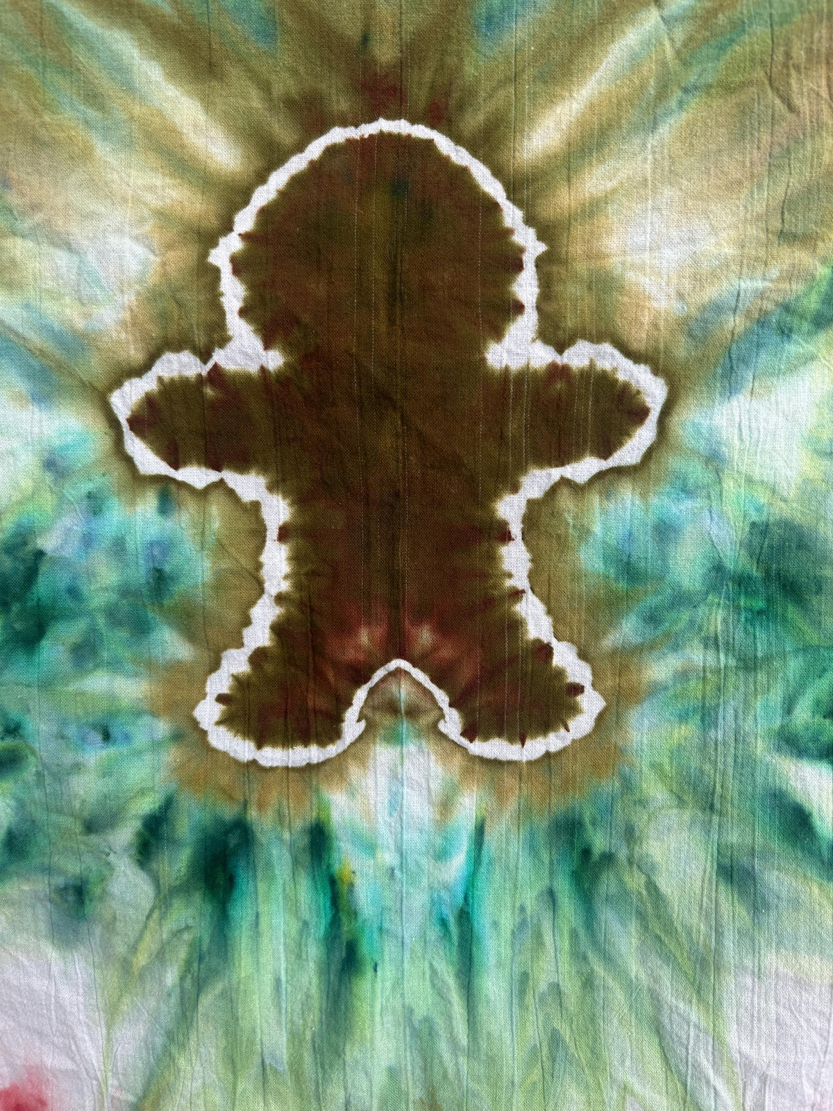 Hand-Dyed Gingerbread Man Tea Towel – Christmas Tie Dye Decor