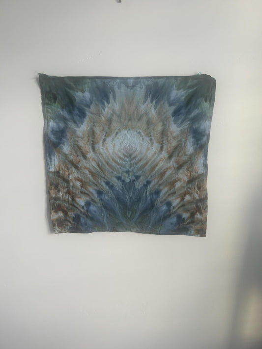 Coastal Earth Tones Tie Dye Tea Towel – Blue, Sand & Sea Inspired Kitchen Decor