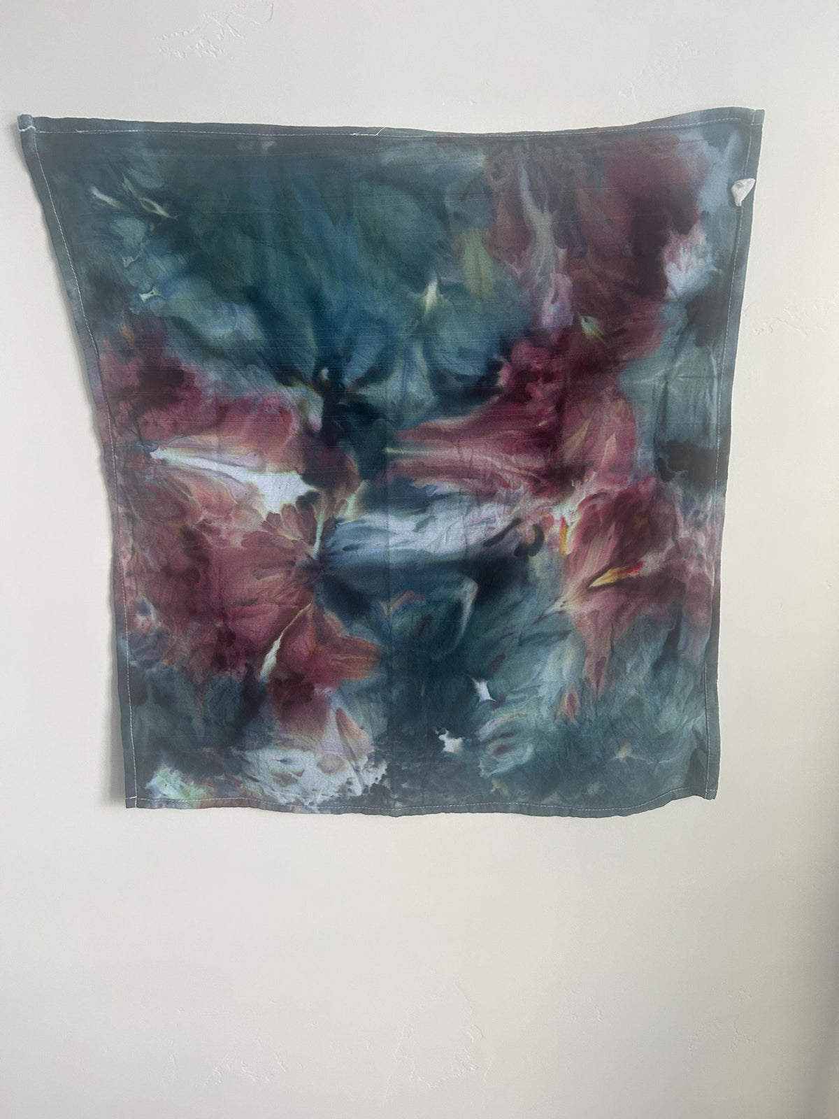 Moody Forest Ice Dye Tea Towel – Hand-Dyed Cotton Kitchen Towel (28"x28")