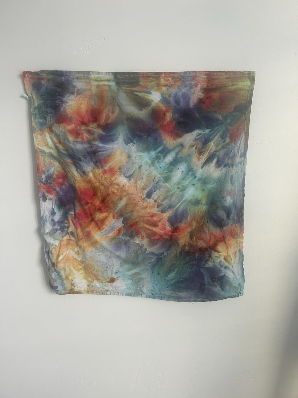 Vibrant Abstract Ice Dyed Tea Towel – Handmade Cotton Home Accent