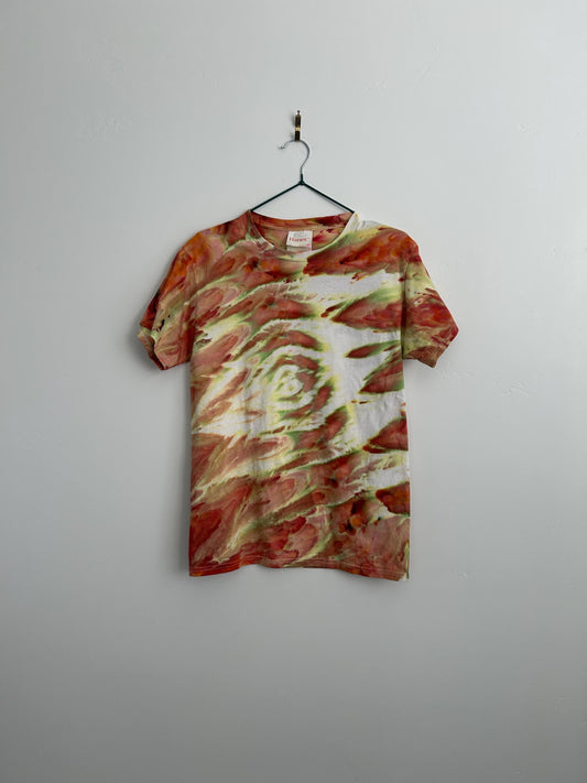 Blue & Green Ice Dye T-Shirt – Unisex Small – Hand Dyed Ocean Pattern Cotton Tee