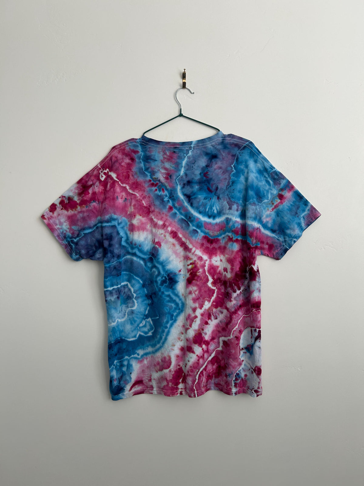Blue & Magenta Geode Ice Dye Shirt – Size Large – Hand Dyed Cotton Tee