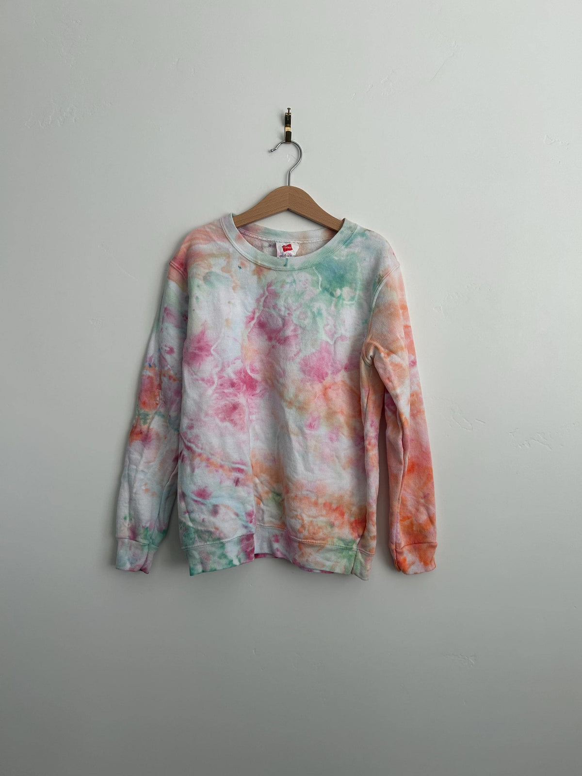 Youth Medium Geode Tie Dye Pullover Sweater, Hand Dyed Spring Pastel Crewneck