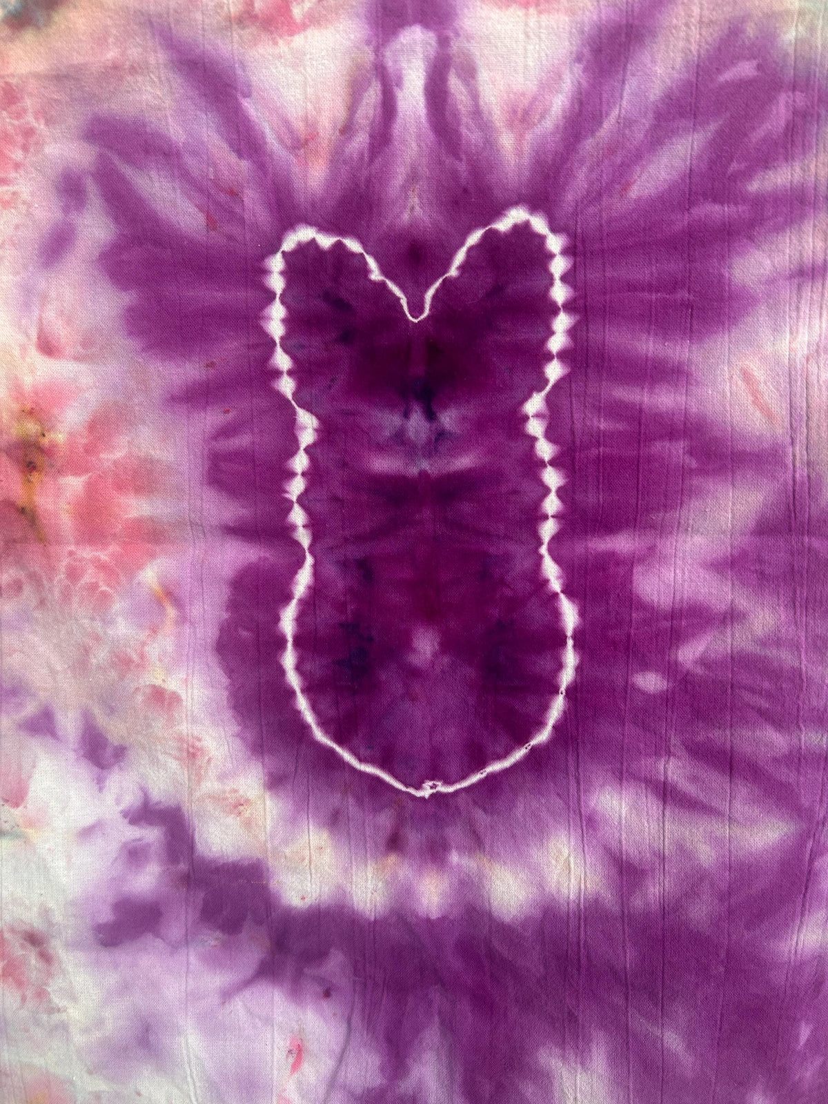 Hand-Dyed Tie Dye Flour Sack Towel – Purple Bunny Silhouette Design – 28"x28"