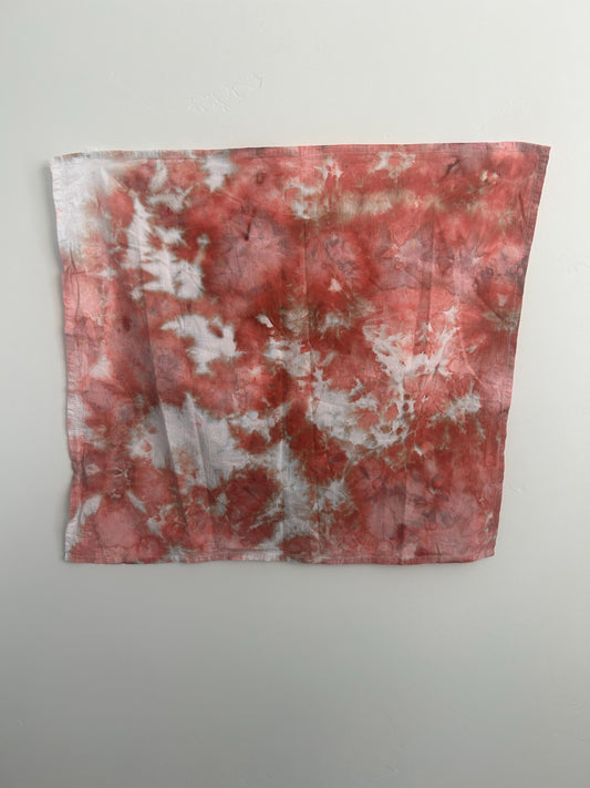Hand-Dyed Flour Sack Tea Towel – 28x28 – Terracotta & Warm Earth Tones Ice Dye