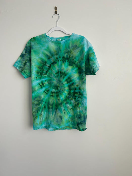 Medium Green Spiral Tie Dye Shirt – One-of-a-Kind Hand-Dyed Tee