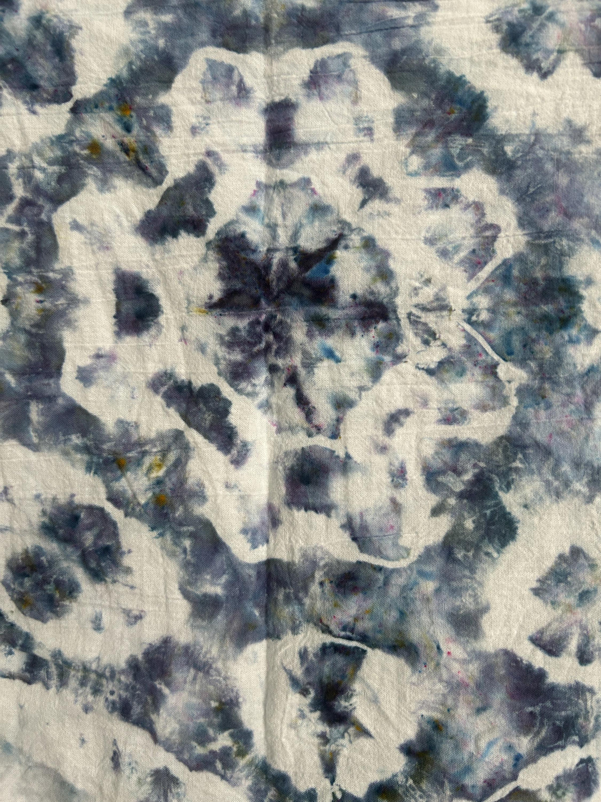 Hand-Dyed Kaleidoscope Kitchen Towel – Gray, Indigo & Storm Blue | 100% Cotton Tea Towel (28” x 28”)