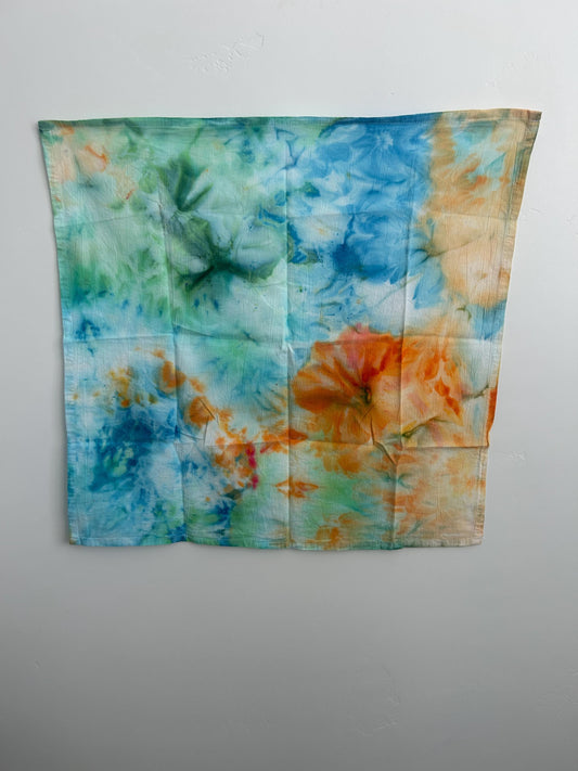 Hand-Dyed Flour Sack Kitchen Towel — Tropical Sunrise Splash