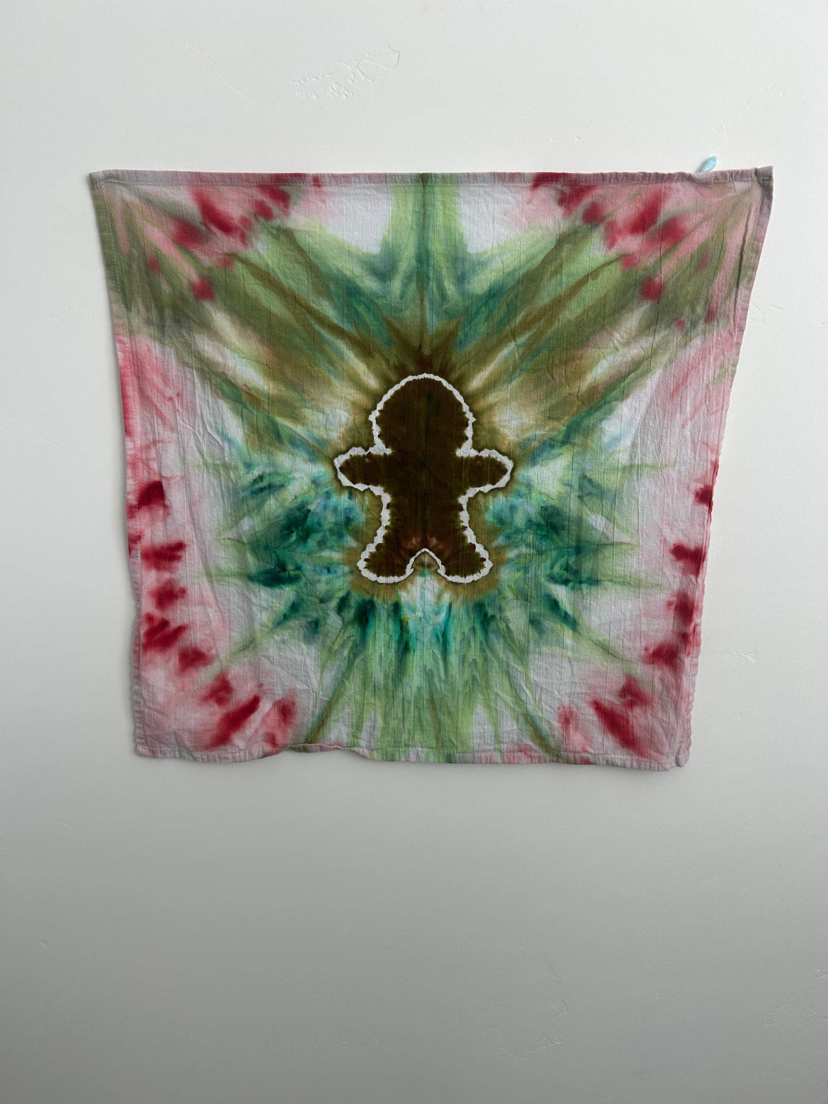 Hand-Dyed Gingerbread Man Tea Towel – Christmas Tie Dye Decor