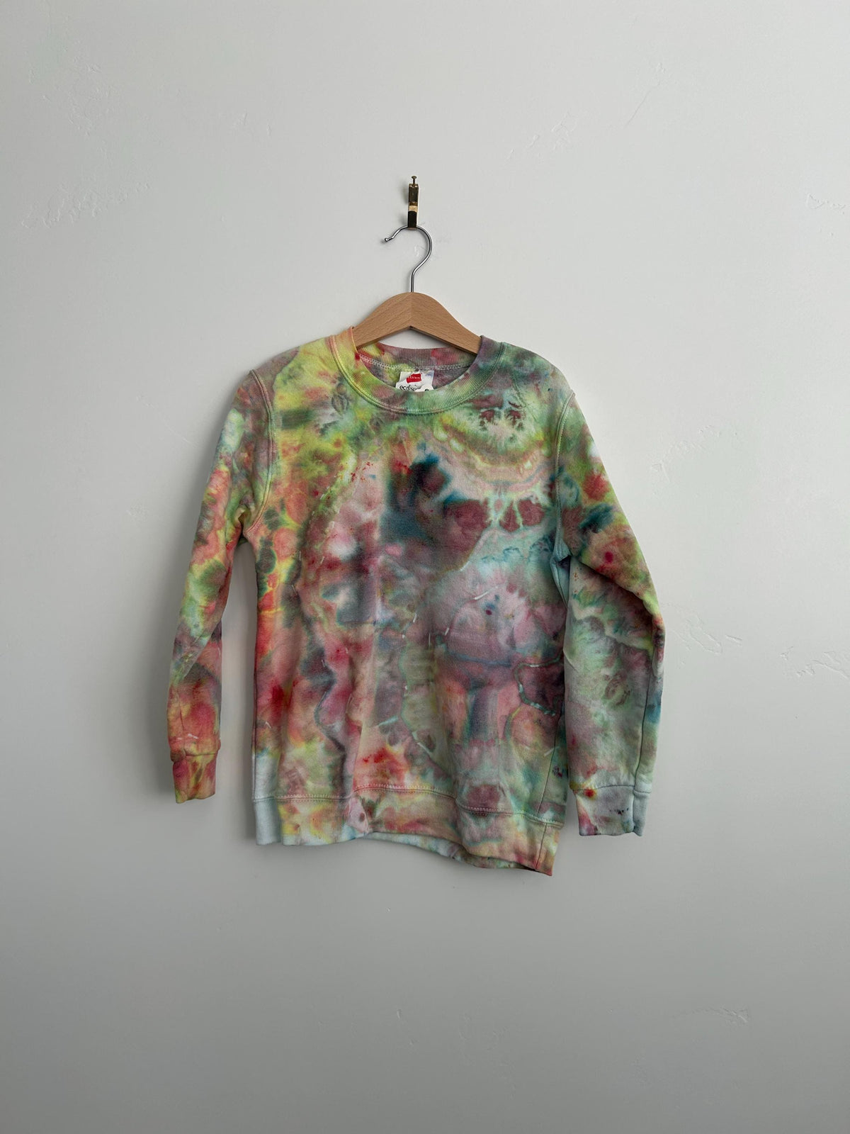 Moody Rainbow Geode Tie Dye Sweatshirt – Youth Small – Hand Dyed EcoSmart Crewneck