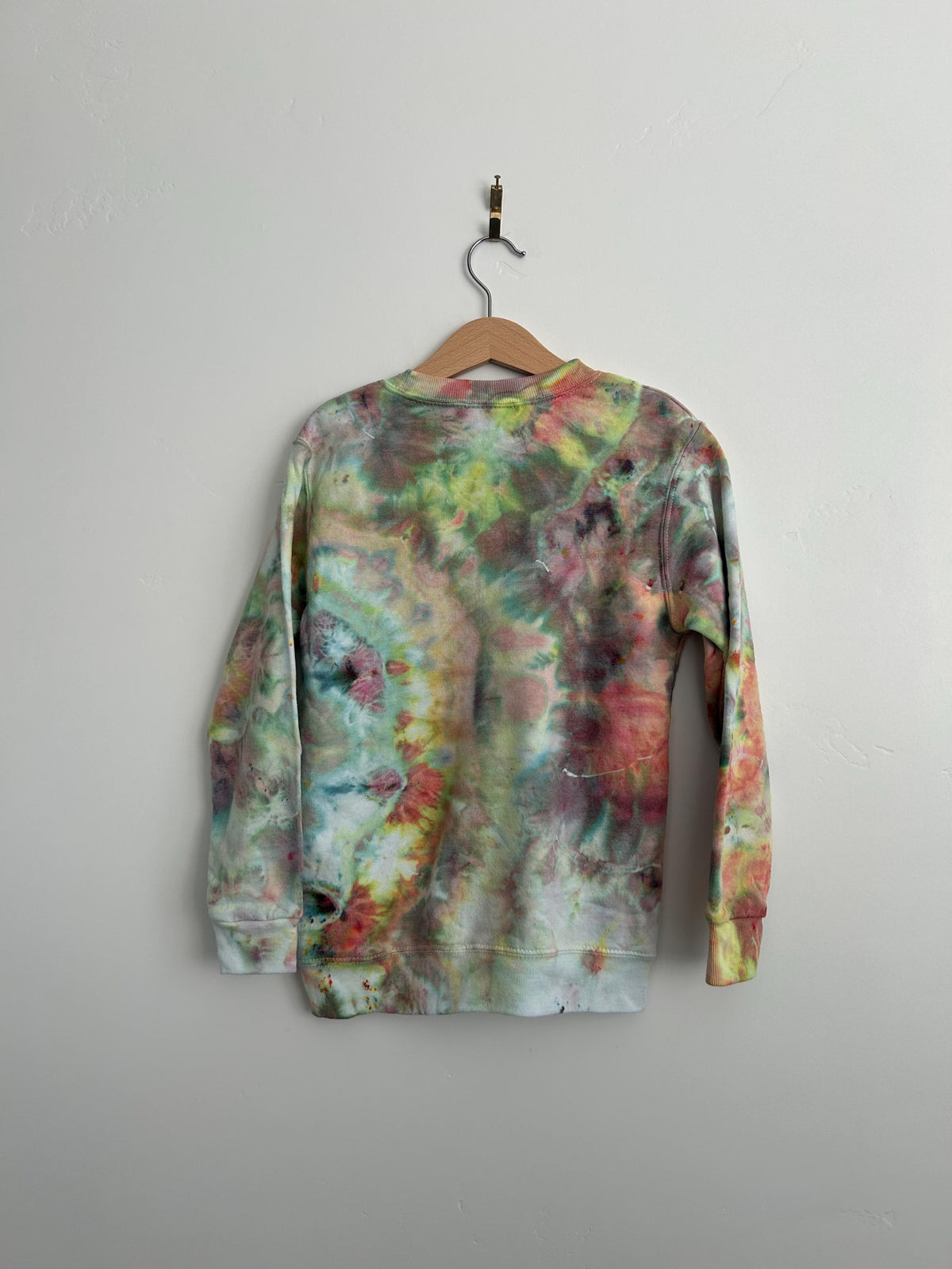 Moody Rainbow Geode Tie Dye Sweatshirt – Youth Small – Hand Dyed EcoSmart Crewneck