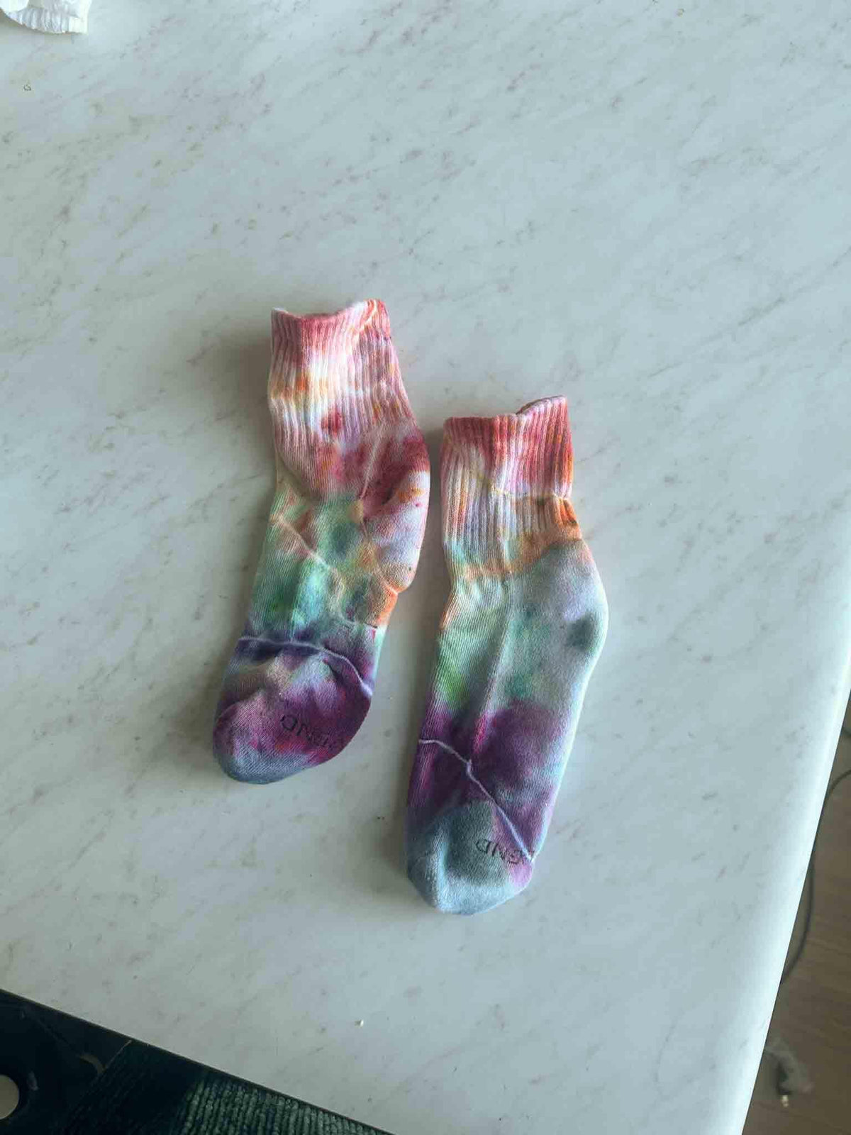 Rainbow Tie Dye Socks – Pastel Ice Dye Crew – Handmade Cotton Blend