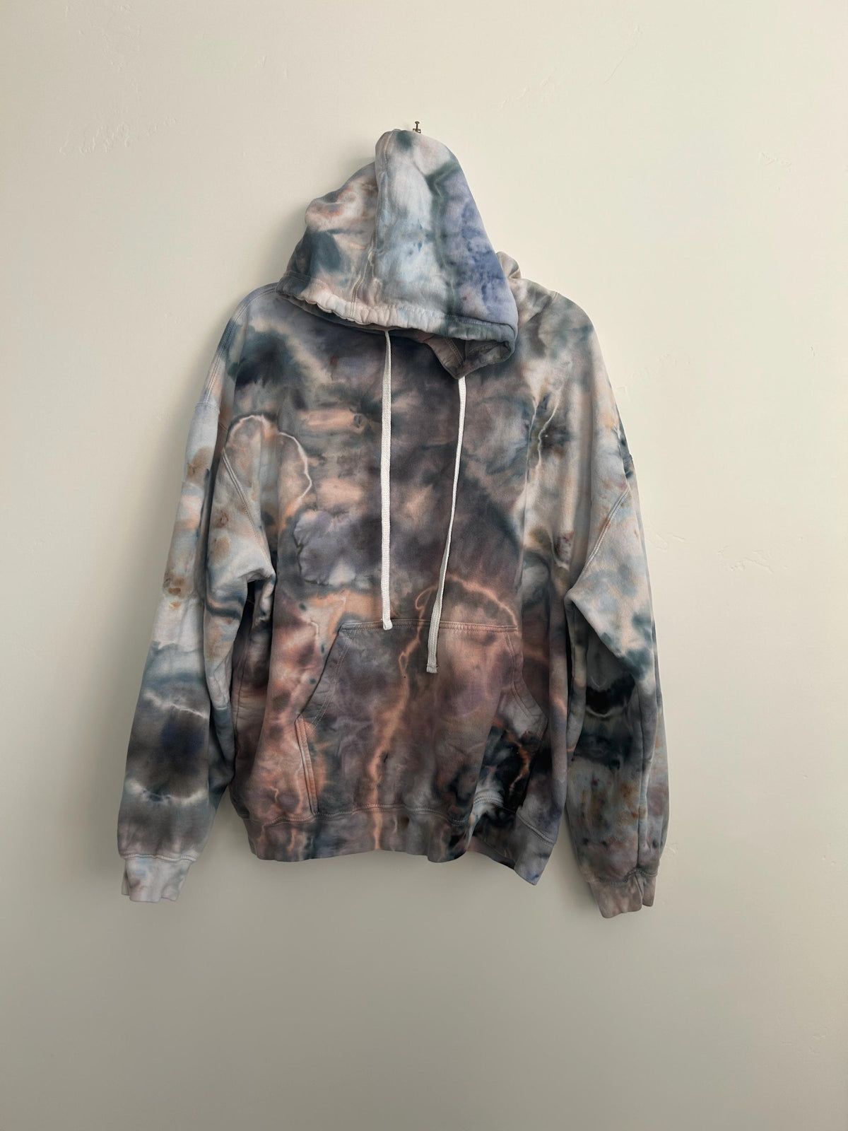 XL Neutral Ice Dye Hoodie – Tultex 80/20 Cotton Blend – Earthy Marble Tie Dye