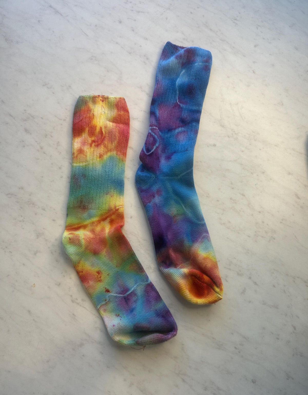 Hand Dyed Bamboo Socks | Size 9–11 | Ice Dyed Rainbow Socks | Ultra Soft