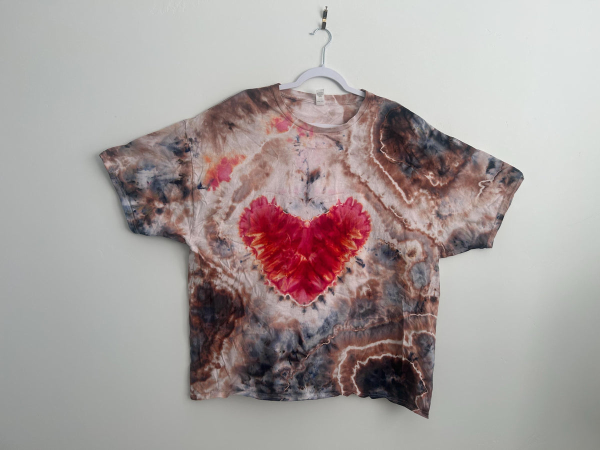 Hand Dyed Heart Tie Dye Shirt – Size 3XL – Dark Geode Tie Dye T-Shirt