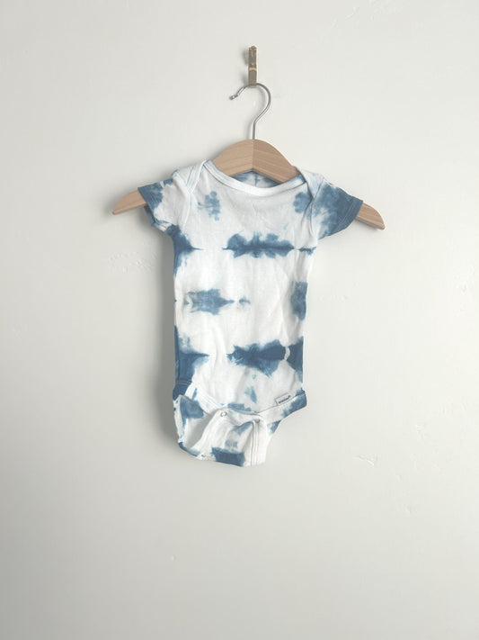 0–3 Month Baby Onesie – Indigo Shibori Hand Dyed Bodysuit, Gerber 100% Cotton