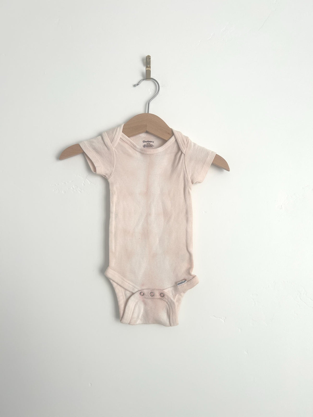 3–6 Month Baby Onesie – Avocado Dyed Pink Tie Dye | Natural Botanical Dye | Hand Dyed Infant Bodysuit