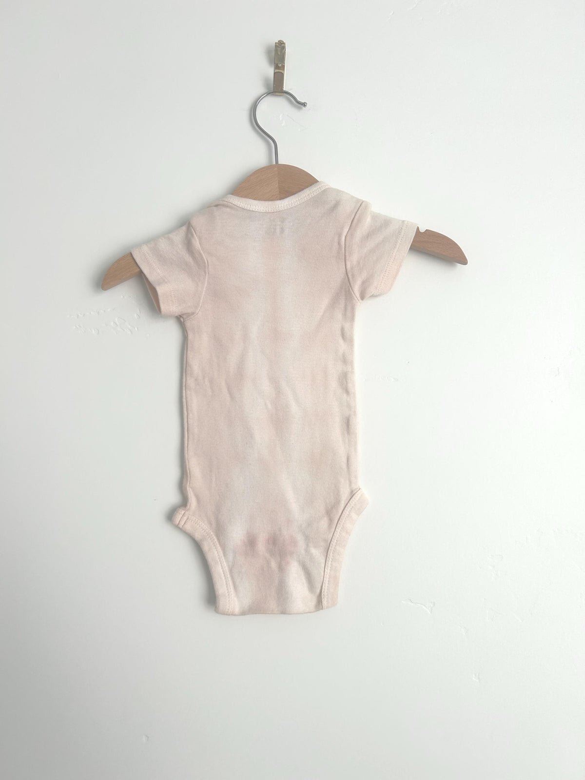 3–6 Month Baby Onesie – Avocado Dyed Pink Tie Dye | Natural Botanical Dye | Hand Dyed Infant Bodysuit