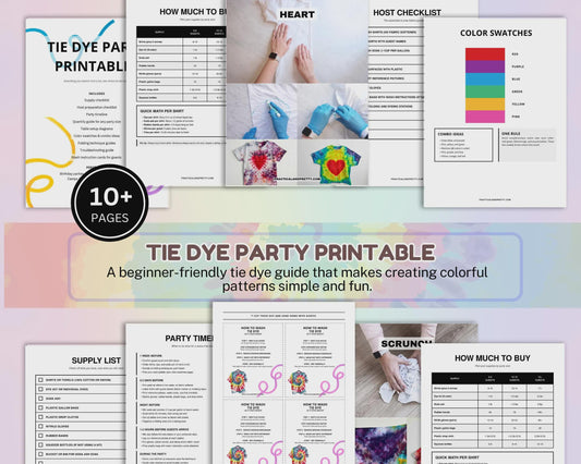 Tie Dye Party Printable Bundle | Instant Download PDF Planner, Host Checklist, Folding Guide | Tie Dye Birthday Party Kit, Kids Activity